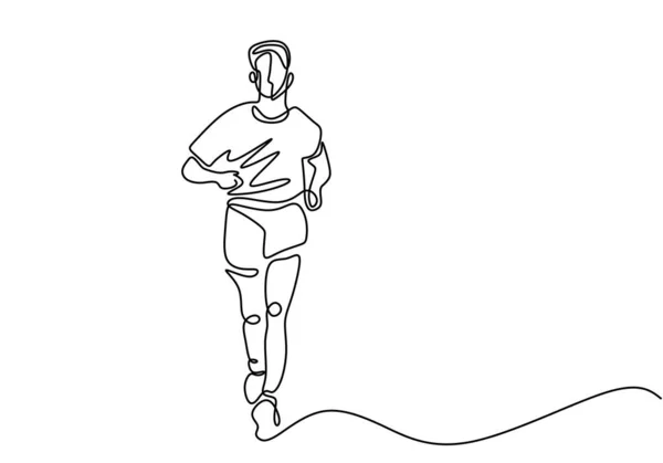 Desenho de linha contínua de Runner man. As pessoas correm quando fazem esporte de ação ou jogging . — Vetor de Stock