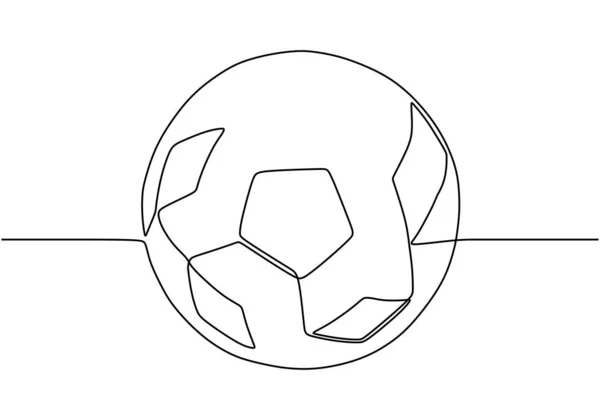 Continuous one line drawing of football ball minimalism design — Stock Vector
