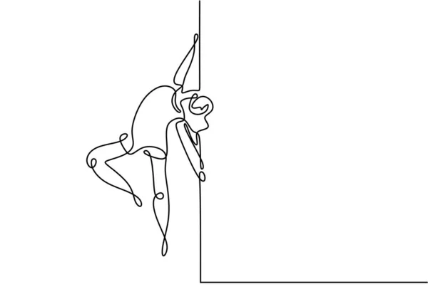 Kontinuerlig en linje ritning av pole dans flicka minimalism design — Stock vektor