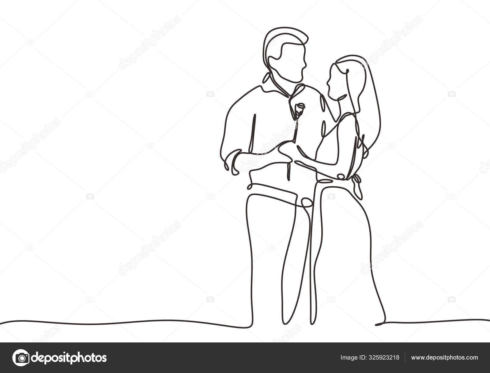 Drawing a continuous line of romantic couple Vector Image