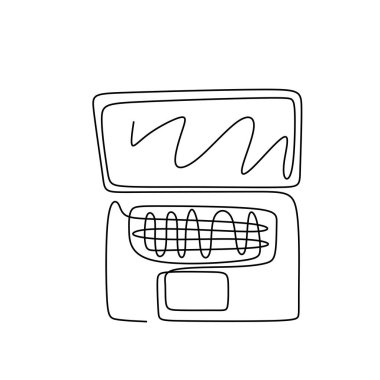 Bir satır dizüstü bilgisayar çizimi. Teknoloji temalı tasarım resimleme minimalizmi.