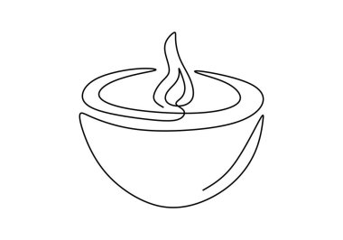 Sürekli yanan bir mum çizimi. Minimalizm vektörü beyaz arkaplanda izole edildi.