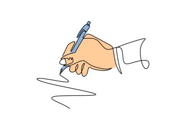 Mürekkep kalem ya da kalemle sürekli bir el yazısı çizimi. Vektör minimalizm tasarımı.