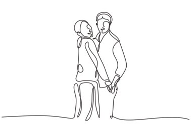 Romantik çiftin sürekli çizdiği bir çizgi. Kadın ve erkek aşkı paylaşmak için el ele tutuşuyorlar..