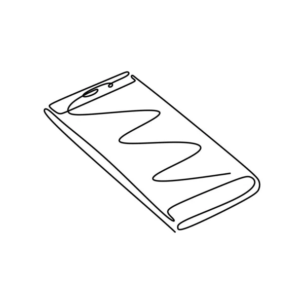 Telefoon of smartphone een lijn tekenen minimalisme ontwerp vector illustratie. Thema van de gadgettechnologie. — Stockvector