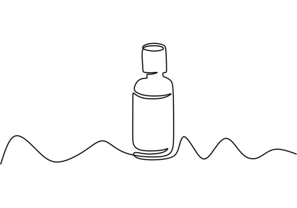 기본적 인 오일 병 벡터 미니멀리즘을 한 줄로 계속 그린 그림 — 스톡 벡터