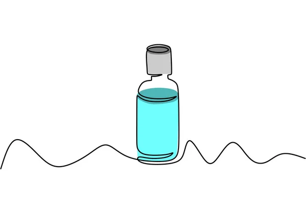 Dessin continu d'une ligne de bouteille d'huile essentielle. Arôme liquide thérapie minimalisme vectoriel illustration design . — Image vectorielle