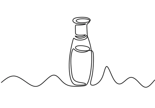 한 줄로 늘어서 있는 향수 화장품 병. 흰색 배경에 분리 된 최소 벡터. — 스톡 벡터