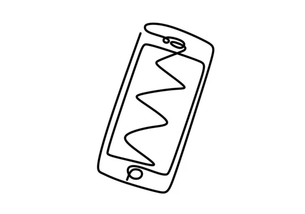 Dessin continu d'une ligne de téléphone ou smartphone. Objets technologiques vectoriels . — Image vectorielle