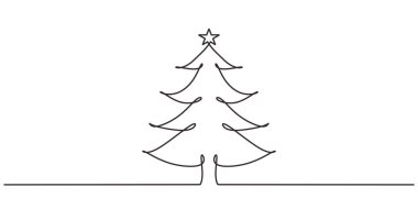 Christmas tree one line drawing minimalism design