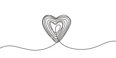 Continuous line drawing of heart scribble hand drawn. Vector love sign with one lineart sketch minimalism design.