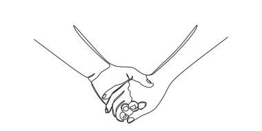 Continuous one line drawing of holding hands. Couple romantic theme symbol and sign.