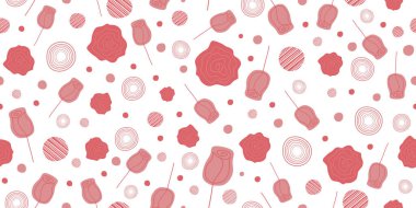 Hand drawn rose flowers seamless pattern. Watercolor drawing of pink and red flower decorative design texture on white background.