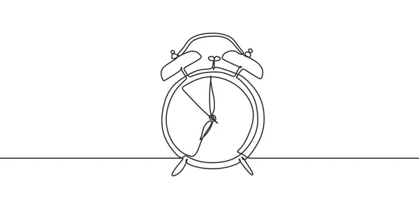 Reloj despertador una línea continua dibujo minimalismo diseño. Vector del símbolo del tiempo a las siete . — Archivo Imágenes Vectoriales