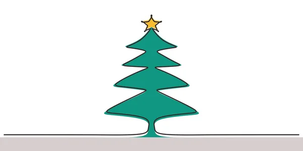 Christmas tree one continuous line drawing minimalism style vector illustration. Good for holiday banner winter theme simplicity sketch hand drawn. — Stock Vector