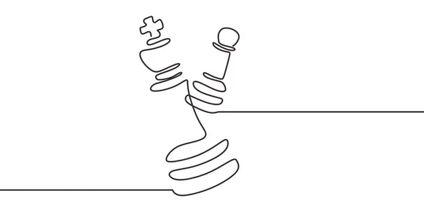 Terus menerus satu baris gambar bidak catur versus raja. Catur sketsa tangan garis keturunan digambar. Metafora permainan vektor minimalisme . - Stok Vektor