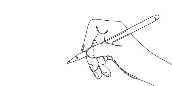 Dessin continu d'une ligne d'écriture à la main avec stylo ou crayon. Concept de bannière titrable . — Image vectorielle