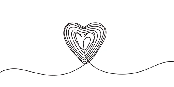 Continuous line drawing of heart scribble hand drawn. Vector love sign with one lineart sketch minimalism design. — Stock vektor