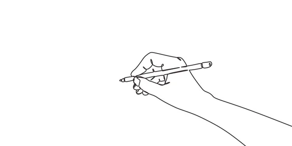 Continuous line drawing of hand drawing a line . vector illustration for banner, poster, web, template, business card. — Stok Vektör