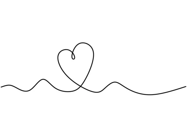 Desenho contínuo de uma linha de símbolo de coração de amor com lineart artístico . —  Vetores de Stock