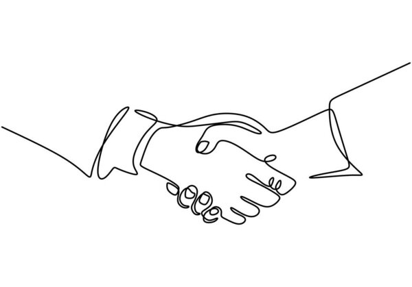 Continuous one line drawing of handshake minimalism