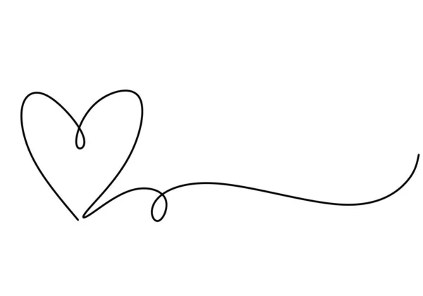 A szív egyvonalas rajza a szerelem szimbóluma. Vektor folyamatos kézzel rajzolt vázlat minimalizmus illusztráció elszigetelt fehér háttér. — Stock Vector