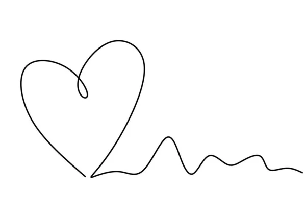 Coração uma linha de desenho símbolo de amor. Vetor contínuo desenhado à mão esboço minimalismo ilustração isolado no fundo branco . — Vetor de Stock