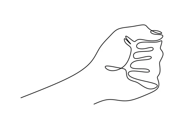 Continu een lijn tekening van vuist hand gebaar minimalisme vector illustratie. Eenvoud ontwerp met armsymbool. — Stockvector