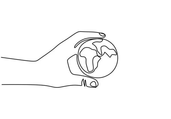 Непрерывный рисование одной линии рукопожатия земного шара . — стоковый вектор