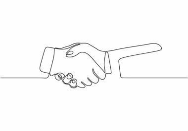 Devamlı el sıkışma vektörü. Minimalizm sanatı tek elle toplantı, anlaşma ve ortaklığın iş metaforunu çizdi.