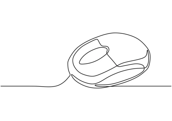 Rato eletrônico um desenho de linha. Desenho manual contínuo esboço contorno lineart de ponteiro para computador . —  Vetores de Stock