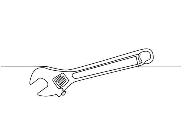 Continuous one line drawing of adjustable spanner — 스톡 벡터
