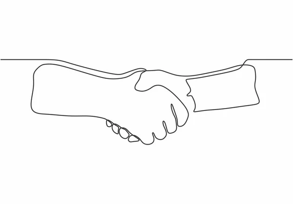 Continu een lijn tekening van de hand schudden minimalisme vector illustratie geïsoleerd op witte achtergrond. — Stockvector