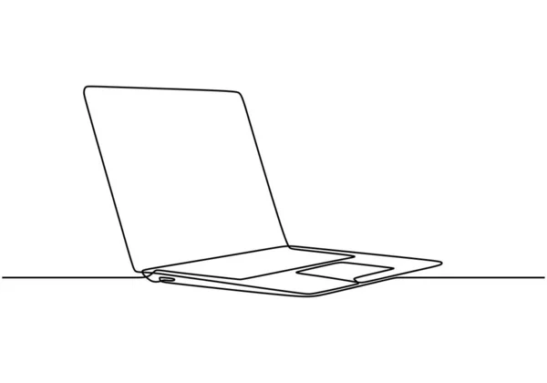Uma linha de desenho de laptop objeto vetor gadget. Ilustração minimalista dispositivo tecnologia tema . — Vetor de Stock