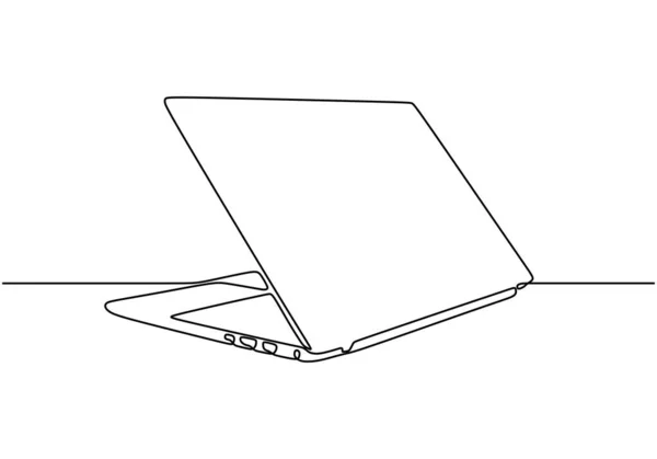 One line drawing of laptop gadget vector object. Illustration minimalist device technology theme.