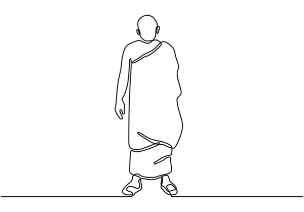 Continuous line drawing buddhist person. Vector illustration minimalist. Religion theme people. — 스톡 벡터