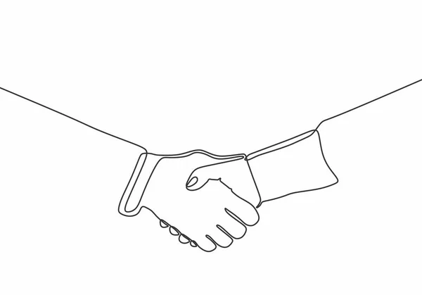 Continuous line hand shake vector. Minimalism art single hand drawn business metaphor of meeting, agreement, and partnership. — 스톡 벡터