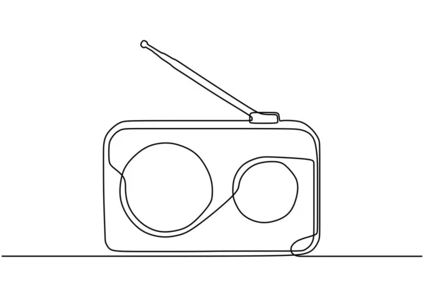 Altes Radio eine Linienzeichnung. kontinuierlich handgezeichnetes Objekt. Retro-und Vintage-elektronische tragbare Gerät. — Stockvektor