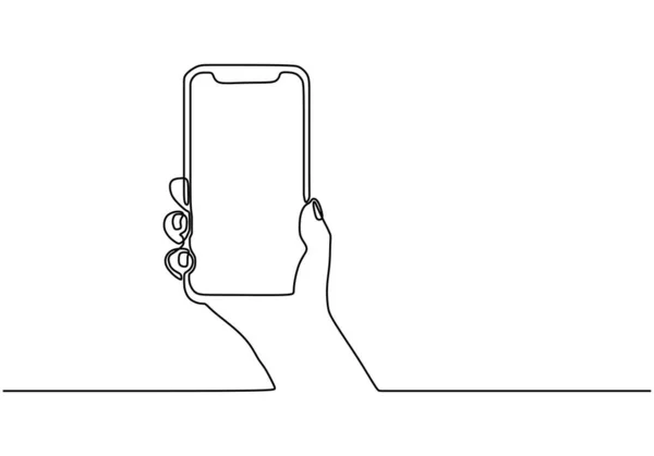 Smartphone gadget one continuous line drawing. Vector technology communication minimalism style. — 스톡 벡터