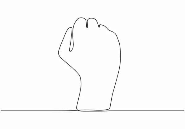 Continuous line drawing of fist hand. One hand drawn minimalism rebel, freedom and protest theme. — 스톡 벡터