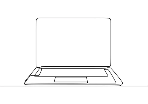 One line drawing of laptop gadget vector object. Illustration minimalist device technology theme. — Stock Vector