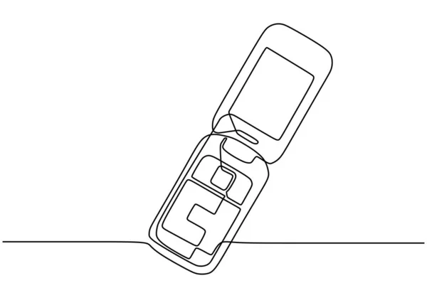 Dispositivo de smartphone um desenho de linha contínua. Estilo de minimalismo de comunicação de tecnologia vetorial . —  Vetores de Stock