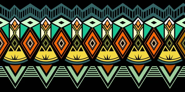 Tribal pattern vector. Seamless ethnic handmade with stripes vector illustration. Geometric shapes aztec, maya, and ancient design. — Stock Vector