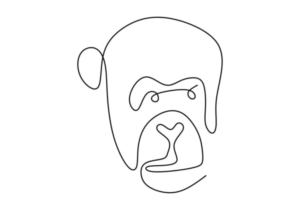 One line monkey drawing. Vector animal chimpanzee face — Stock Vector