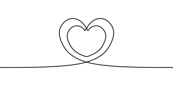 Непрерывная линия, обнимающая два сердца, векторный минимализм, нарисованный рукой линейный эскиз. Символ любви романтическая тема . — стоковый вектор
