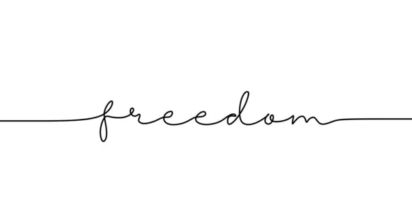 Continuous line drawing freedom text. Word phrase lettering with script font. Minimalist design isolated on white background for banner, poster, and t-shirt. — 스톡 벡터