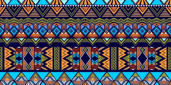 Tribal pattern vector. Seamless ethnic handmade with stripes vector illustration. Geometric shapes aztec, maya, and ancient design. — Stock Vector