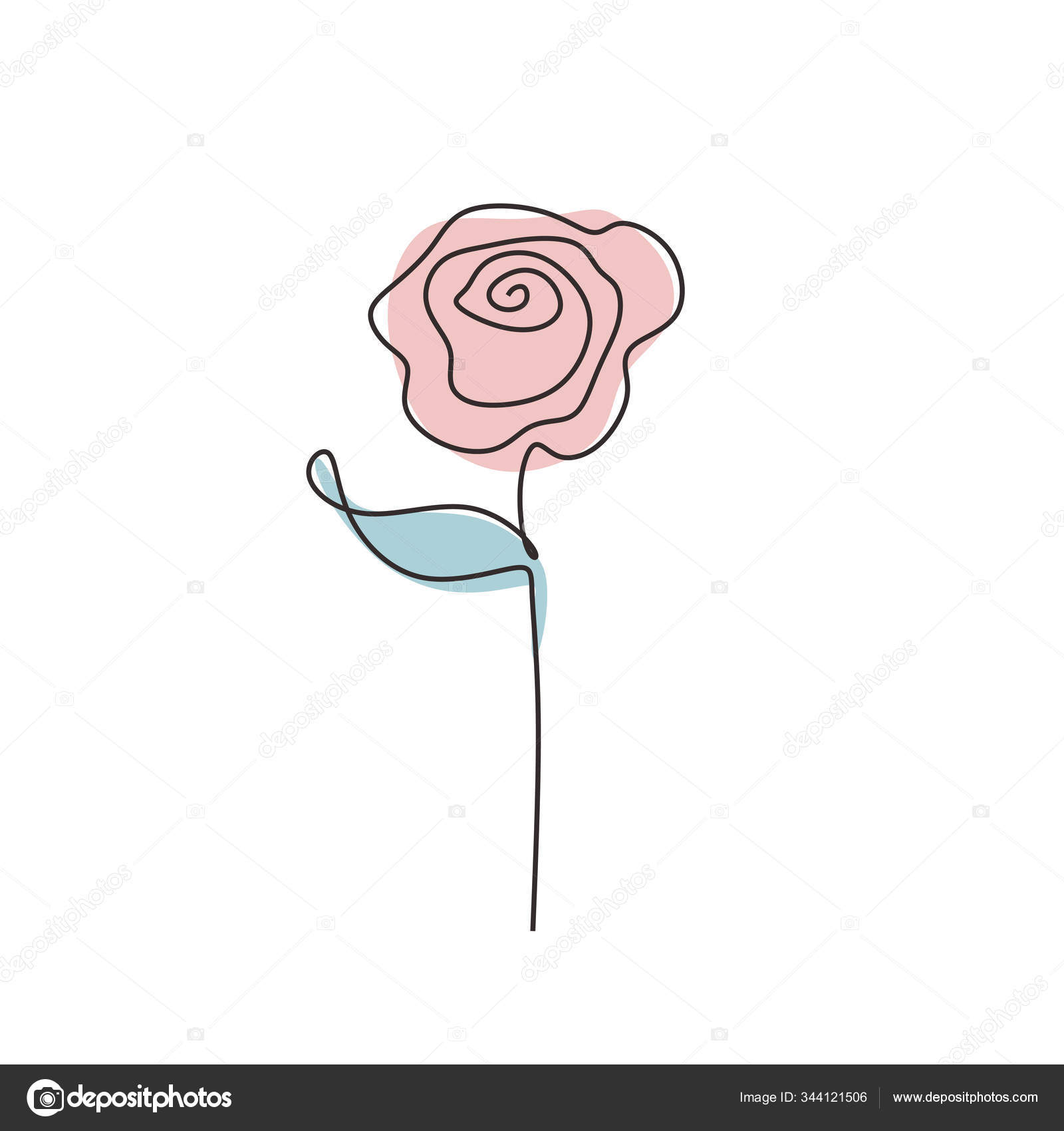 Rose Colored Line Art v2 - Leix and Leiy - Digital Art, Flowers, Plants, &  Trees, Flowers, Flowers I-Z, Roses - ArtPal