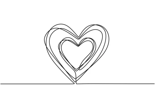 Heart scribble drawing. Continuous one line, hand drawn sketch vector illustration. Minimalism design for banner, background, and poster. Romantic and love symbols. — Stock Vector