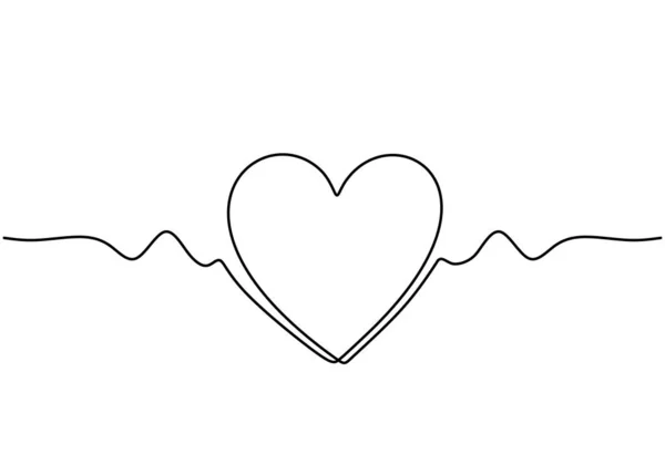 Cute heart one line drawing. Continuous hand drawn wave of love. Minimalism vector illustration isolated on white background. — Stock Vector